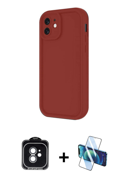 iPhone 11 Kılıf Yankı Yansıma Özel Seri - Siyah 3D Antistatik Cam Ekran Koruyucu + Yeşil PVD Me