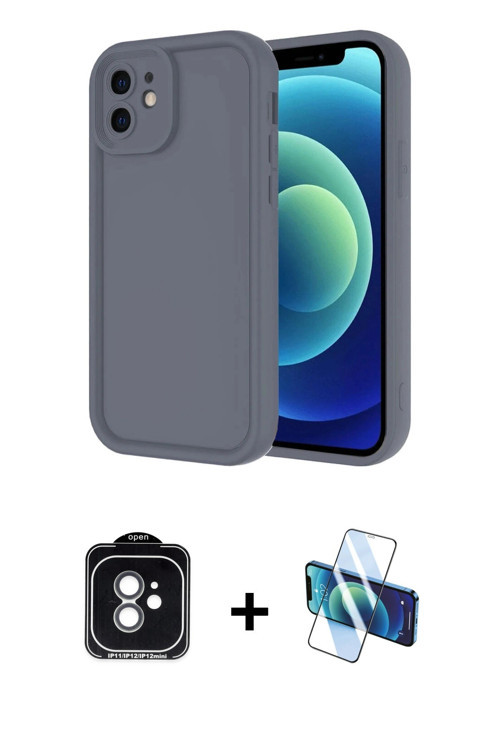 iPhone 11 Kılıf Yankı Yansıma Özel Seri - Siyah 3D Antistatik Cam Ekran Koruyucu + Yeşil PVD Me