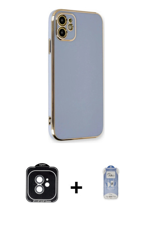 iPhone 11 Kılıf Yankı Serisi - Siyah Joko Magic 5D Cam + Yeşil PVD Metal Kamera Lens
