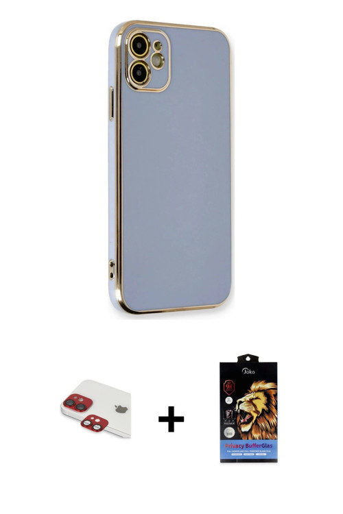 iPhone 11 Kılıf Yankı Serisi - Siyah Buffer Hayalet Cam Ekran Koruyucu + Kırmızı Pers Alüminyum