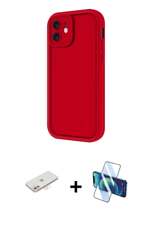 iPhone 11 Kılıf Yankı Yansıma Özel Seri - Siyah 3D Antistatik Cam Ekran Koruyucu + Yeşil Renkli
