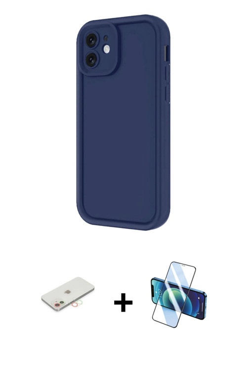 iPhone 11 Kılıf Yankı Yansıma Özel Seri - Siyah 3D Antistatik Cam Ekran Koruyucu + Yeşil Renkli