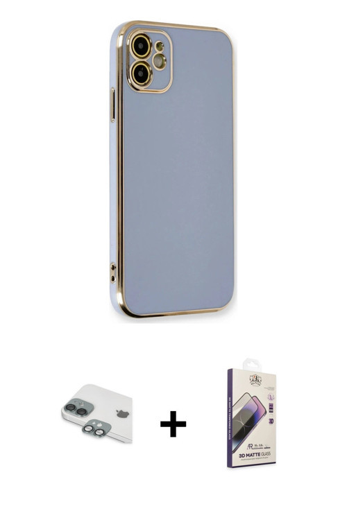 iPhone 11 Kılıf Yankı Serisi - Siyah Bilvis 3D Mat Cam Ekran Koruyucu + Yeşil Pers Alüminyum Ka