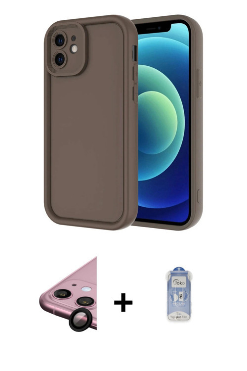 iPhone 11 Kılıf Yankı Yansıma Özel Seri - Siyah Joko Magic 5D Cam + Siyah Raze Metal Kamera Len