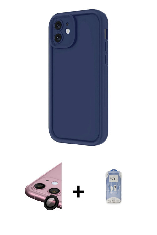 iPhone 11 Kılıf Yankı Yansıma Özel Seri - Siyah Joko Magic 5D Cam + Siyah Raze Metal Kamera Len