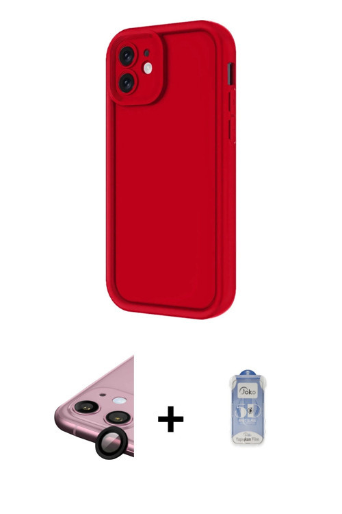 iPhone 11 Kılıf Yankı Yansıma Özel Seri - Siyah Joko Magic 5D Cam + Siyah Raze Metal Kamera Len