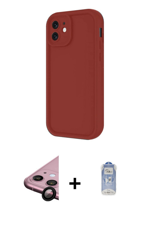 iPhone 11 Kılıf Yankı Yansıma Özel Seri - Siyah Joko Magic 5D Cam + Siyah Raze Metal Kamera Len