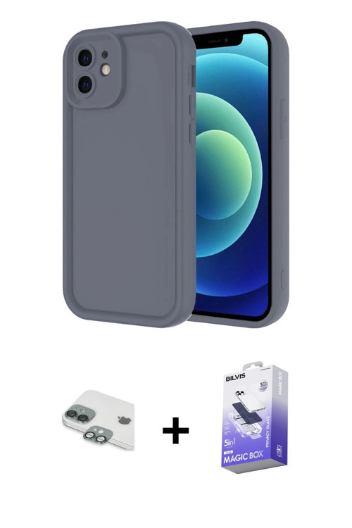 iPhone 11 Kılıf Yankı Yansıma Özel Seri - Siyah Bilvis 5in1 5D Magic Hayalet Cam Ekran Koruyucu