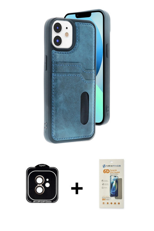 ieg™ iPhone 11 Kılıf Yörünge Işık Serisi - Siyah 6D Mat Seramik Hayalet Nano Ekran Koruyucu + Turunc