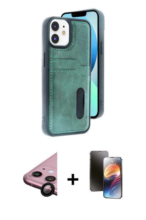 ieg™ iPhone 11 Kılıf Yörünge Işık Serisi - Siyah 3D Antistatik Mat Seramik Nano Ekran Koruyucu + Siy