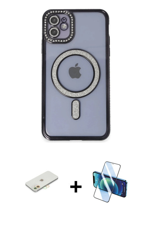 ieg™ iPhone 11 Kılıf Zirve Doku Prime - Siyah 3D Antistatik Seramik Nano Ekran Koruyucu + Turuncu Re