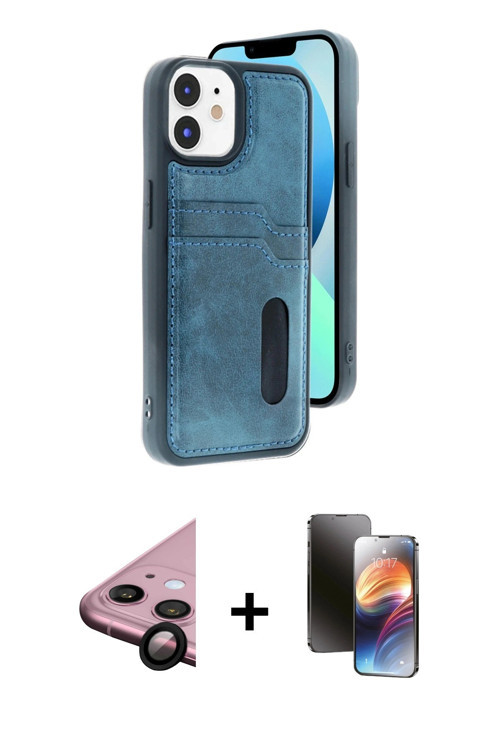 ieg™ iPhone 11 Kılıf Yörünge Işık Serisi - Siyah 3D Antistatik Mat Seramik Nano Ekran Koruyucu + Siy