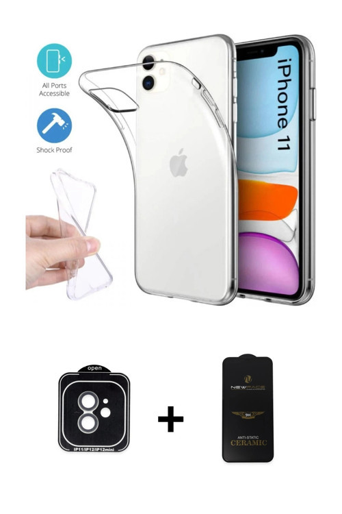 iPhone 11 Kılıf Zirve Doku - Siyah 6D Antistatik Mat Seramik Hayalet Nano Ekran Koruyucu + Yeşi