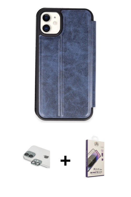 ieg™ iPhone 11 Kılıf Zirve Yansıma Serisi - Siyah Bilvis 3D Mat Cam Ekran Koruyucu + Yeşil Pers Alüm