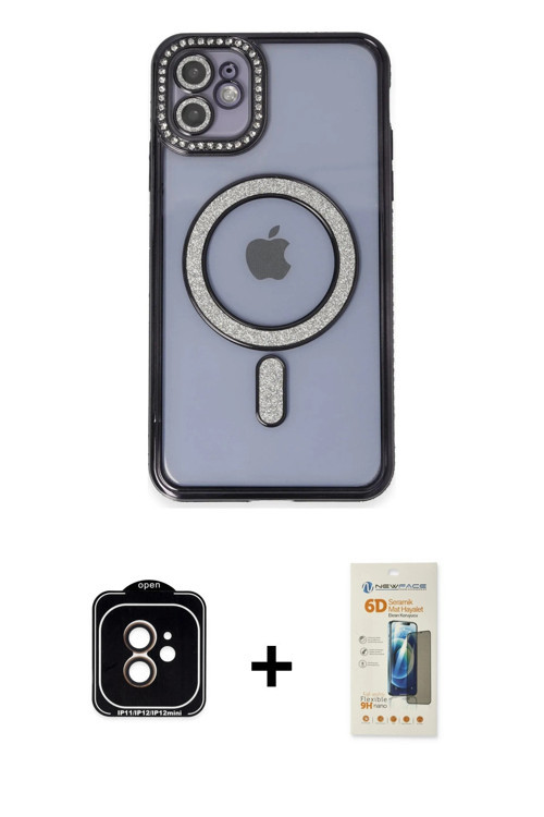 ieg™ iPhone 11 Kılıf Zirve Doku Prime - Siyah 6D Mat Seramik Hayalet Nano Ekran Koruyucu + Turuncu P