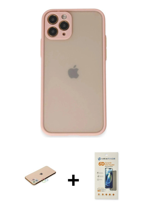 ieg™ iPhone 11 Pro Kılıf Ahenk Çizgi Serisi - Siyah 6D Mat Seramik Hayalet Nano Ekran Koruyucu + Mav