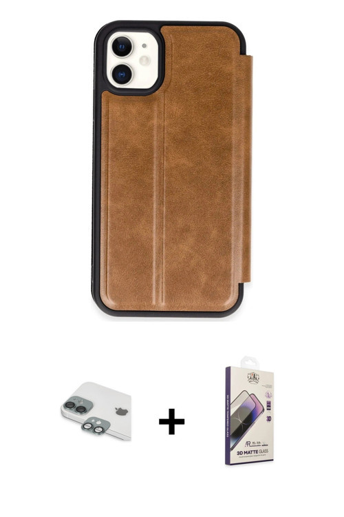 ieg™ iPhone 11 Kılıf Zirve Yansıma Serisi - Siyah Bilvis 3D Mat Cam Ekran Koruyucu + Yeşil Pers Alüm