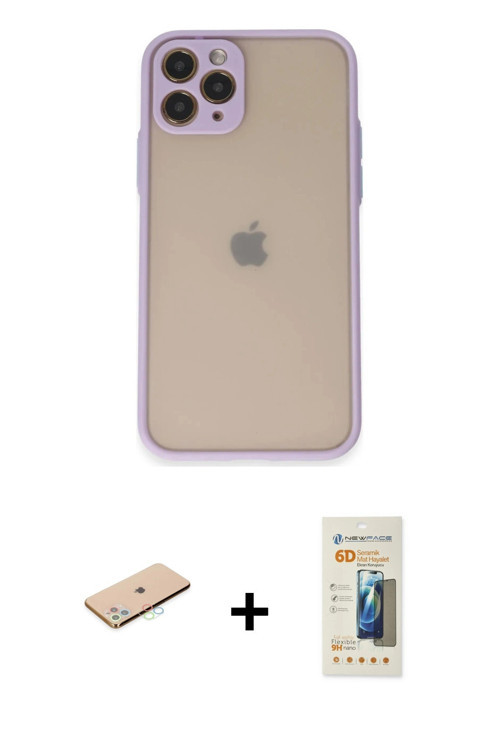 ieg™ iPhone 11 Pro Kılıf Ahenk Çizgi Serisi - Siyah 6D Mat Seramik Hayalet Nano Ekran Koruyucu + Mav