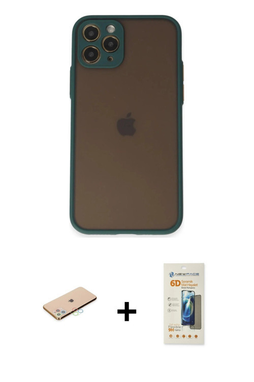 ieg™ iPhone 11 Pro Kılıf Ahenk Çizgi Serisi - Siyah 6D Mat Seramik Hayalet Nano Ekran Koruyucu + Mav