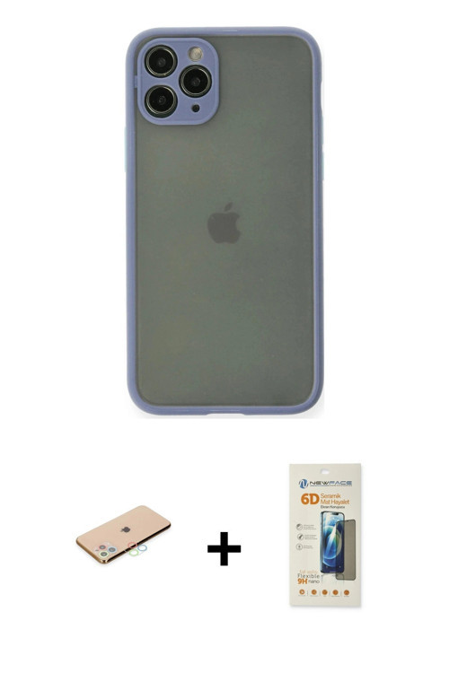 ieg™ iPhone 11 Pro Kılıf Ahenk Çizgi Serisi - Siyah 6D Mat Seramik Hayalet Nano Ekran Koruyucu + Mav