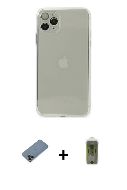 ieg™ iPhone 11 Pro Kılıf Ahenk Doku - Siyah Joko Magic 5D Hayalet Cam + Siyah Shine Kamera Lens Koru
