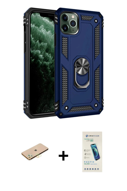 ieg™ iPhone 11 Pro Kılıf Ahenk Klasik Koleksiyonu - Şeffaf Pasifik Cam Ekran Koruyucu + Sarı Renkli