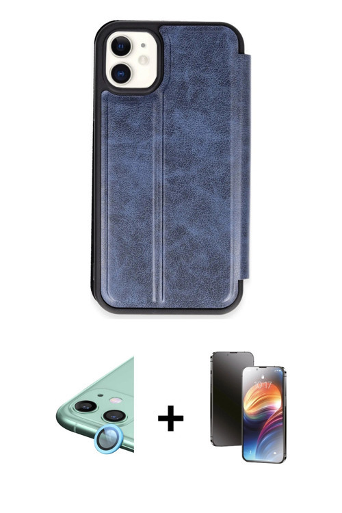 ieg™ iPhone 11 Kılıf Zirve Yansıma Serisi - Siyah 3D Antistatik Mat Seramik Nano Ekran Koruyucu + Ma