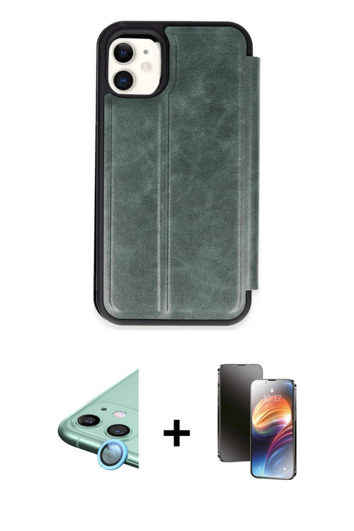 ieg™ iPhone 11 Kılıf Zirve Yansıma Serisi - Siyah 3D Antistatik Mat Seramik Nano Ekran Koruyucu + Ma