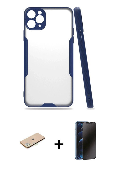 ieg™ iPhone 11 Pro Kılıf Atlas Asil Serisi - Siyah 3D Antistatik Hayalet Cam Ekran Koruyucu + Yeşil