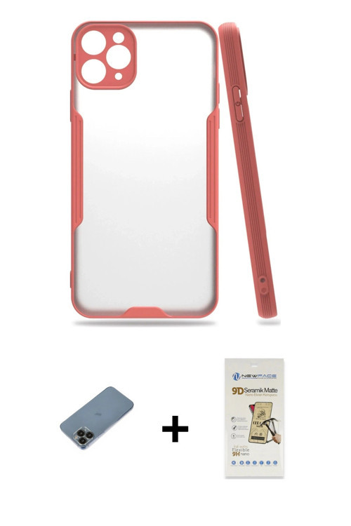 ieg™ iPhone 11 Pro Kılıf Atlas Asil Serisi - Siyah Mat Seramik Nano Ekran Koruyucu + Siyah Shine Kam