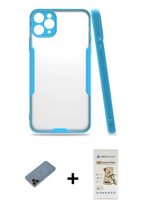 ieg™ iPhone 11 Pro Kılıf Atlas Asil Serisi - Siyah Mat Seramik Nano Ekran Koruyucu + Siyah Shine Kam
