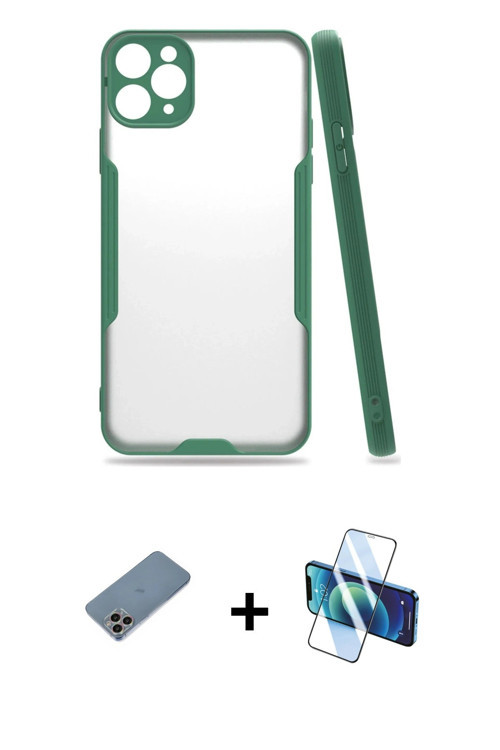 ieg™ iPhone 11 Pro Kılıf Atlas Asil Serisi - Siyah 3D Antistatik Seramik Nano Ekran Koruyucu + Gökku