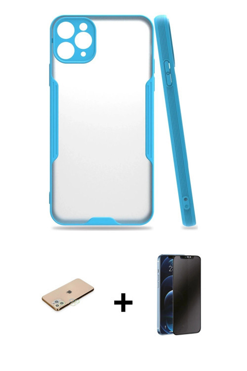 ieg™ iPhone 11 Pro Kılıf Atlas Asil Serisi - Siyah 3D Antistatik Hayalet Cam Ekran Koruyucu + Yeşil