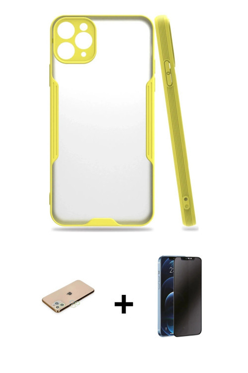 ieg™ iPhone 11 Pro Kılıf Atlas Asil Serisi - Siyah 3D Antistatik Hayalet Cam Ekran Koruyucu + Yeşil