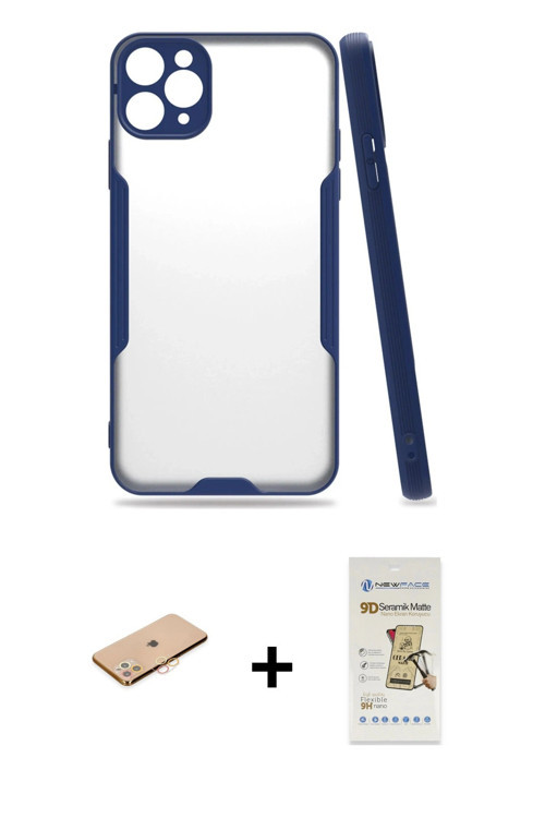 ieg™ iPhone 11 Pro Kılıf Atlas Asil Serisi - Siyah Mat Seramik Nano Ekran Koruyucu + Turuncu Renkli