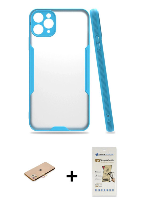 ieg™ iPhone 11 Pro Kılıf Atlas Asil Serisi - Siyah Mat Seramik Nano Ekran Koruyucu + Turuncu Renkli