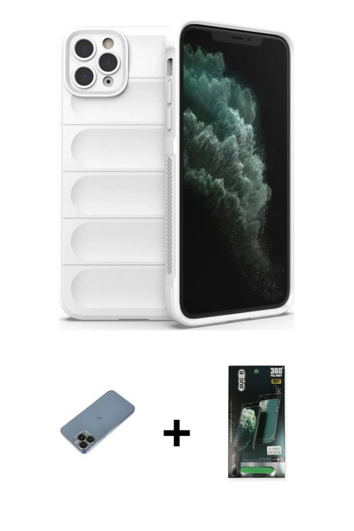 ieg™ iPhone 11 Pro Kılıf Atlas Koleksiyonu - Siyah 360 Mat Full Body Arka Koruyucu + Siyah Shine Kam