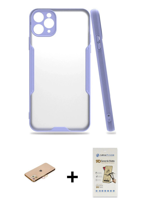 ieg™ iPhone 11 Pro Kılıf Atlas Asil Serisi - Siyah Mat Seramik Nano Ekran Koruyucu + Turuncu Renkli