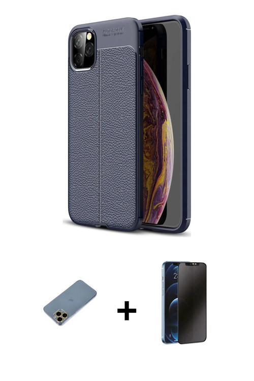ieg™ iPhone 11 Pro Kılıf Doruk Klasik Özel Seri - Siyah 3D Antistatik Hayalet Cam Ekran Koruyucu + G