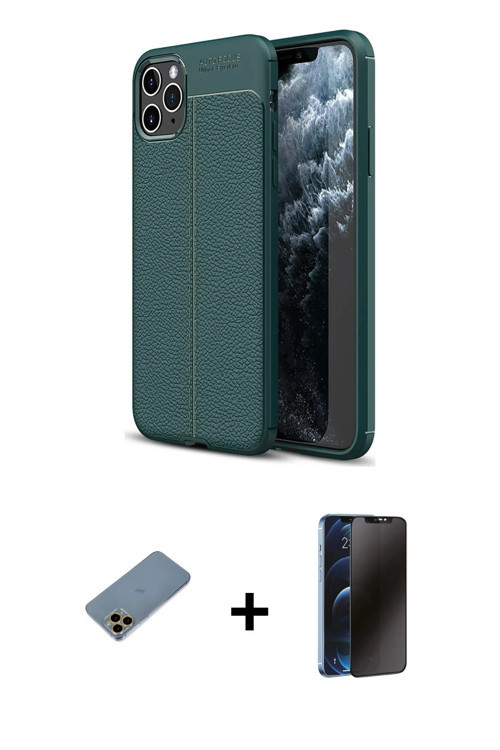 ieg™ iPhone 11 Pro Kılıf Doruk Klasik Özel Seri - Siyah 3D Antistatik Hayalet Cam Ekran Koruyucu + G