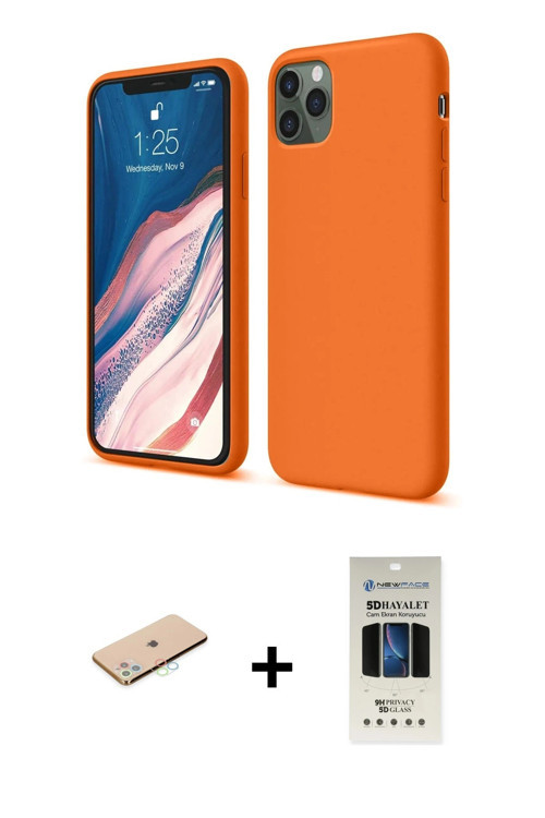 ieg™ iPhone 11 Pro Kılıf Kozmos Yansıma Özel Seri - Siyah 5D Hayalet Cam Ekran Koruyucu + Mavi Renkl