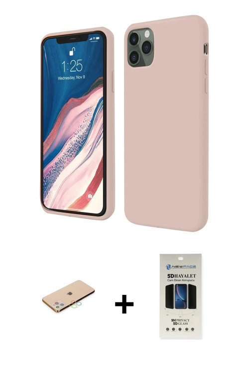 ieg™ iPhone 11 Pro Kılıf Kozmos Yansıma Özel Seri - Siyah 5D Hayalet Cam Ekran Koruyucu + Mavi Renkl