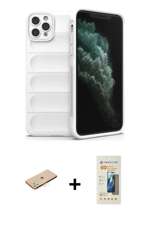 ieg™ iPhone 11 Pro Kılıf Atlas Koleksiyonu - Siyah 6D Mat Seramik Hayalet Nano Ekran Koruyucu + Pemb