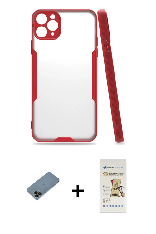 ieg™ iPhone 11 Pro Kılıf Atlas Asil Serisi - Siyah Mat Seramik Nano Ekran Koruyucu + Siyah Shine Kam