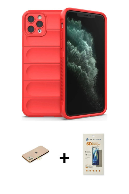 ieg™ iPhone 11 Pro Kılıf Atlas Koleksiyonu - Siyah 6D Mat Seramik Hayalet Nano Ekran Koruyucu + Pemb