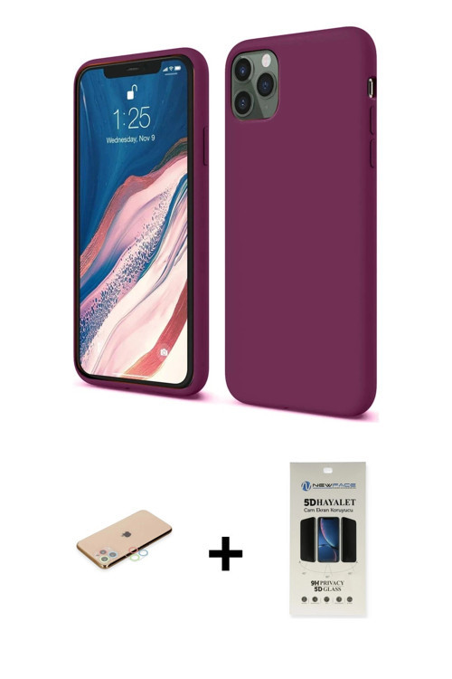 ieg™ iPhone 11 Pro Kılıf Kozmos Yansıma Özel Seri - Siyah 5D Hayalet Cam Ekran Koruyucu + Mavi Renkl