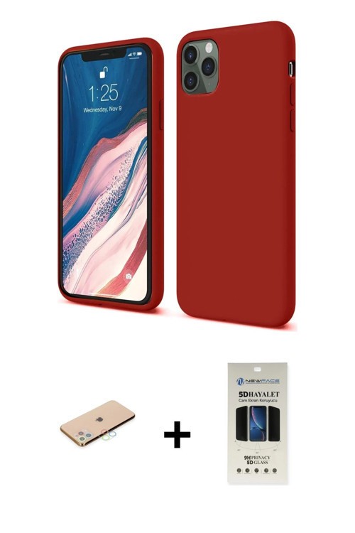 ieg™ iPhone 11 Pro Kılıf Kozmos Yansıma Özel Seri - Siyah 5D Hayalet Cam Ekran Koruyucu + Mavi Renkl