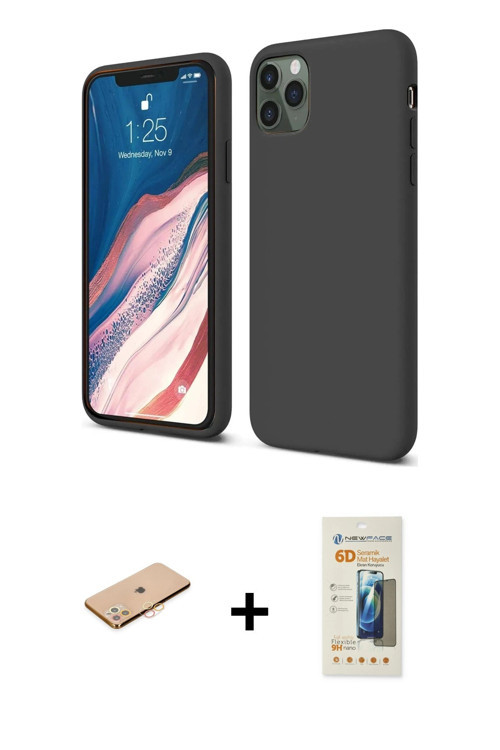 ieg™ iPhone 11 Pro Kılıf Kozmos Yansıma Özel Seri - Siyah 6D Mat Seramik Hayalet Nano Ekran Koruyucu