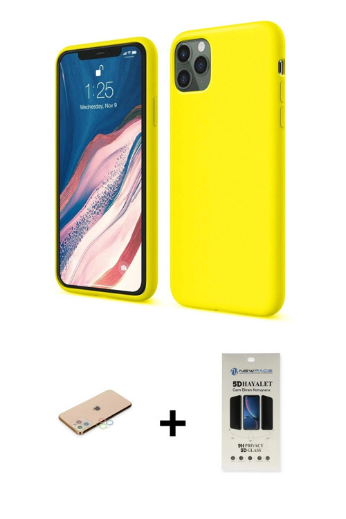 ieg™ iPhone 11 Pro Kılıf Kozmos Yansıma Özel Seri - Siyah 5D Hayalet Cam Ekran Koruyucu + Mavi Renkl