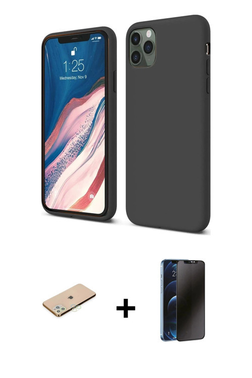ieg™ iPhone 11 Pro Kılıf Kozmos Yansıma Özel Seri - Siyah 3D Antistatik Hayalet Cam Ekran Koruyucu +